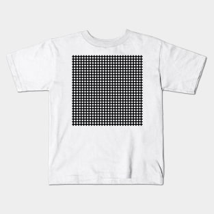 Black and White Lined Medium Polka Dots Kids T-Shirt
